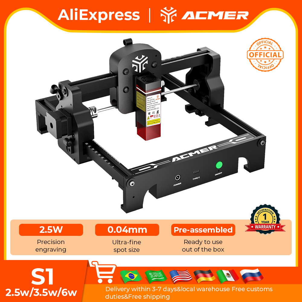 Acrylic Cutting Machine - ACMER S1 Mini Laser Engraving and